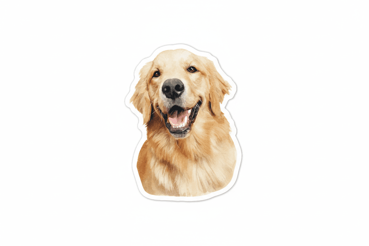 Watercolor pet sticker example
